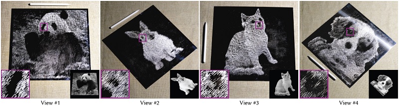 Scratch-based Reflection Art via Differentiable Rendering